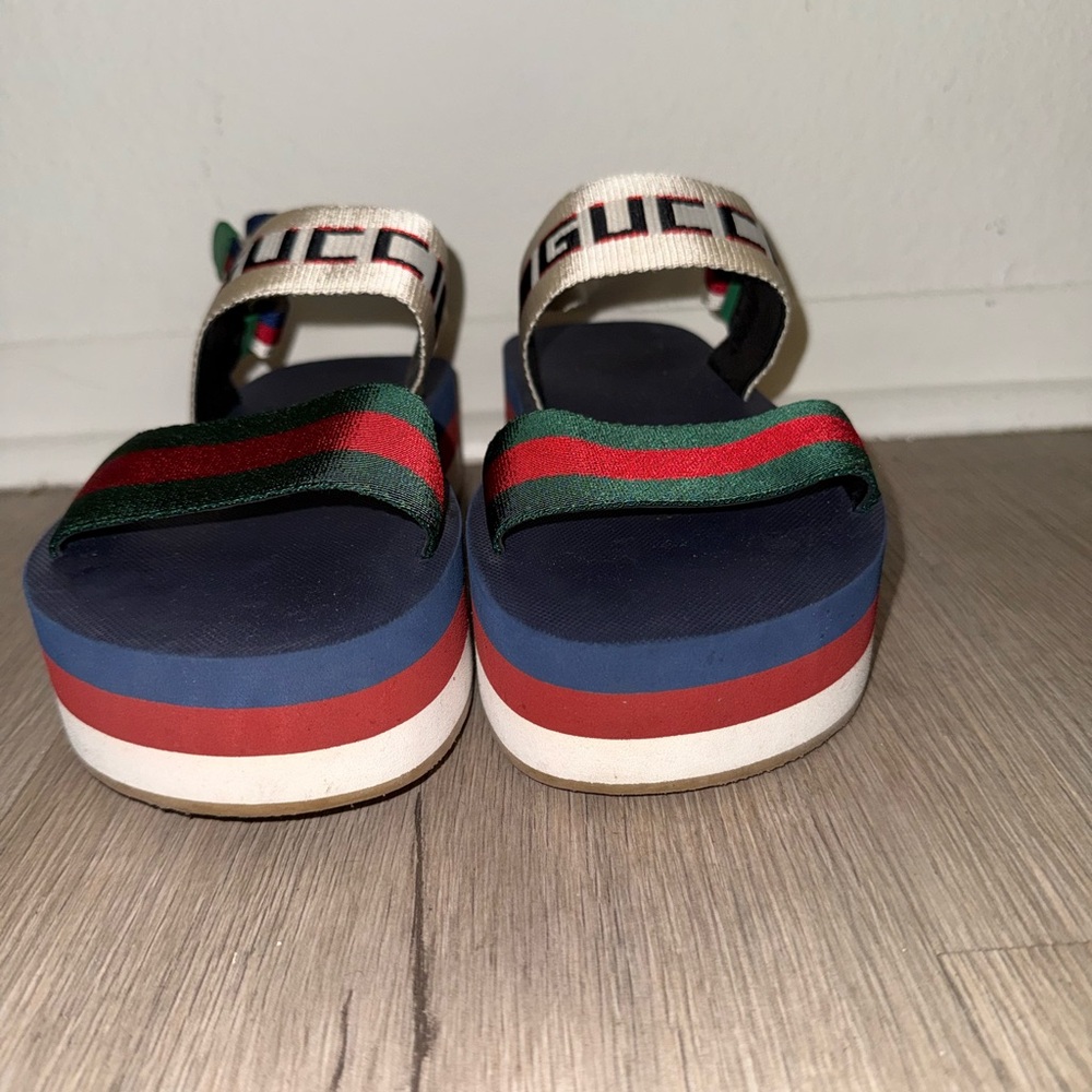 Gucci Navy Sandals with Green and Red Web Stripe - Picture 2 of 6